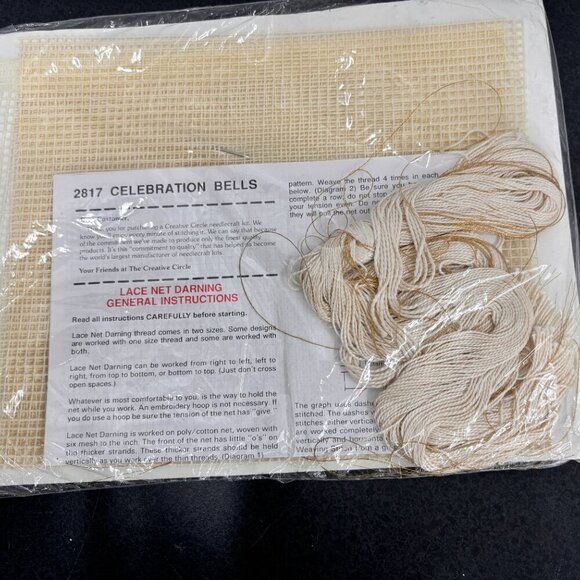 Creative Circle Celebration Bells Kit #2817 Lace Darning Christmas Festive VTG - Picture 7 of 10